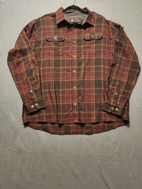 SwissGear Button Up Shirt Men Size XL Burgundy Wine Plaid Pockets